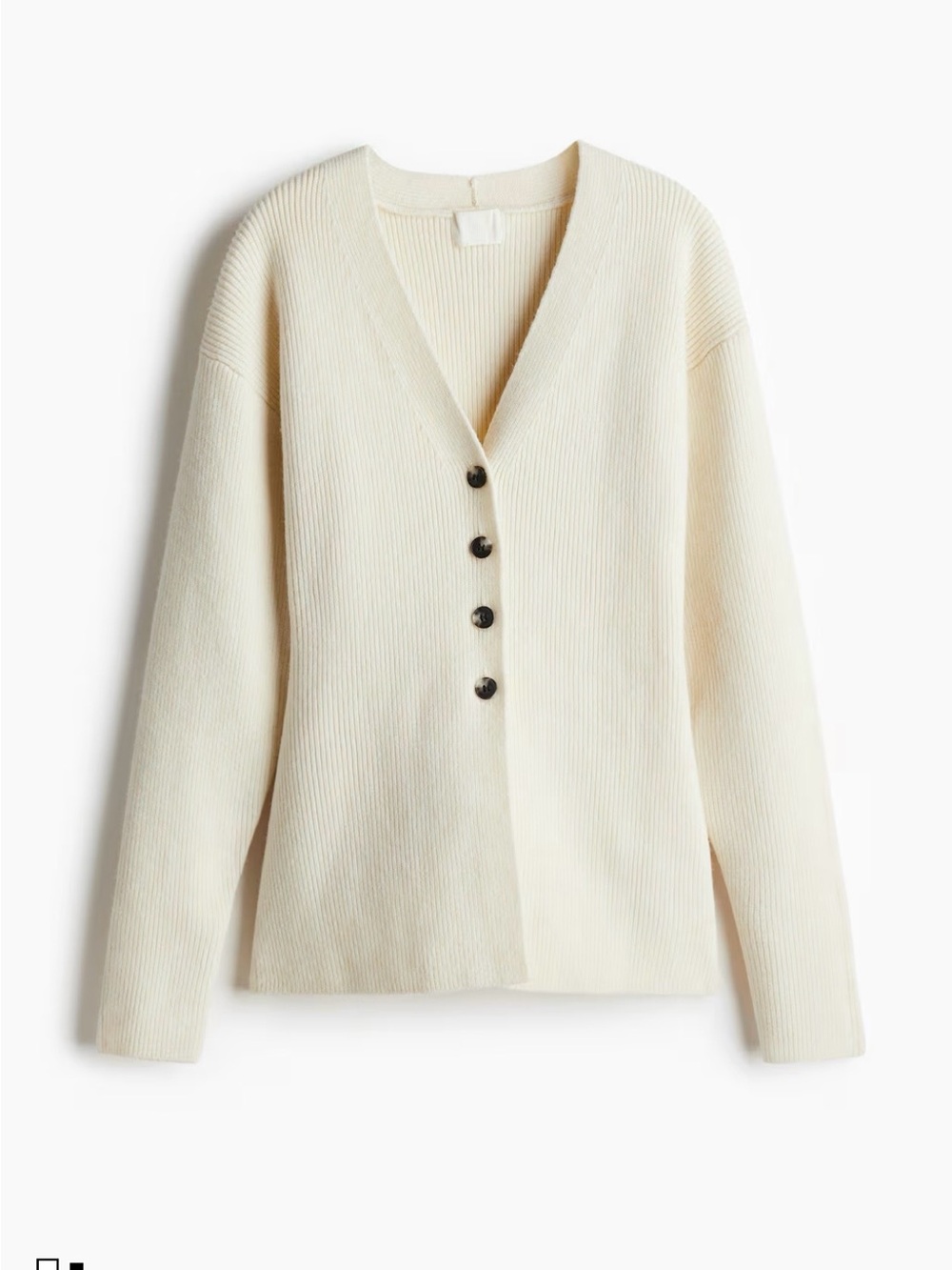 H&M Cream V-Neck Button Ribbed Cardigan